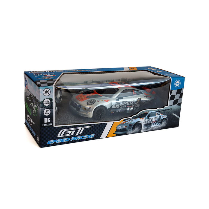 Tachan Voiture Télécommandée GT-Speed Racing Orange/Bleue 1:24 - 27 MHz - Fonctionne avec Piles AA (non incluses)