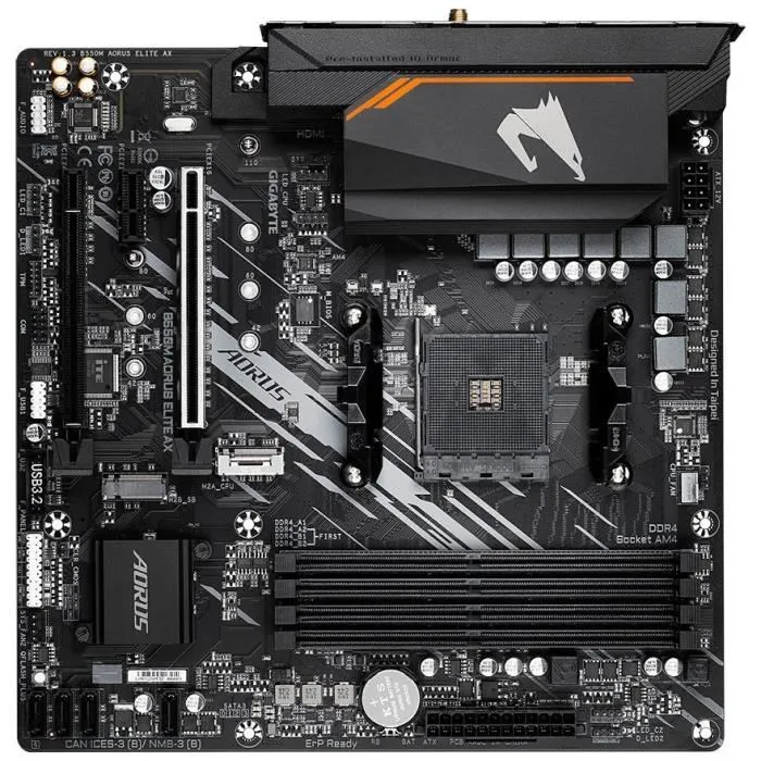 Gigabyte Carte mere B550M AORUS ELITE AX Socket AM4 AMD Ryzen 5000 DDR4 Wi-Fi 6E