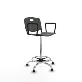 Tabouret Taburete Robledo Pivotant Chlorure de polyvinyle Gris foncé Structure chromée Accoudoirs fixes Sans appui-tête Patins de chaises