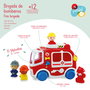 TACHAN - Camion de pompiers avec lumières, sons et jet d'eau, jouet éducatif multilingue (anglais, français, allemand, italien, portugais, espagnol) pour enfant dès 12 mois