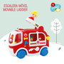 TACHAN - Camion de pompiers avec lumières, sons et jet d'eau, jouet éducatif multilingue (anglais, français, allemand, italien, portugais, espagnol) pour enfant dès 12 mois