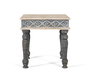 GINER Y COLOMER Table basse en bois de manguier sculpté à la main, plateau gris, pieds tournés bleus vintage, style rustique et bohème