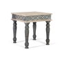GINER Y COLOMER Table basse en bois de manguier sculpté à la main, plateau gris, pieds tournés bleus vintage, style rustique et bohème