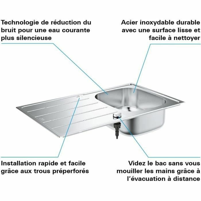Grohe Évier simple 31552SD1 Gris Grohe Évier simple 31552SD1 Gris