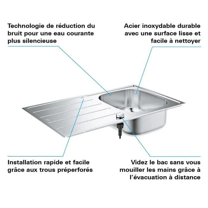 Grohe Évier simple 31552SD1 Gris Grohe Évier simple 31552SD1 Gris