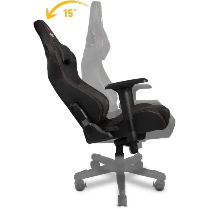 Yenkee Chaise Gaming Forsage XL - YGC 200BK - Accoudoirs Réglables Hauteur/Angle/Longueur, Base Métal, 150 kg Max, Siège 40x51 cm
