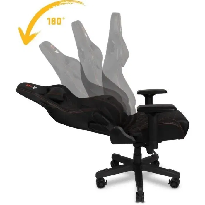 Yenkee Chaise Gaming Forsage XL - YGC 200BK - Accoudoirs Réglables Hauteur/Angle/Longueur, Base Métal, 150 kg Max, Siège 40x51 cm