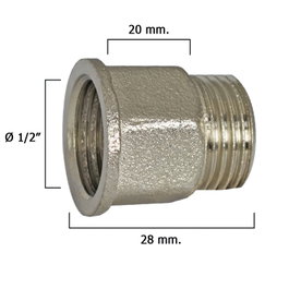 WOLFPACK LINEA PROFESIONAL Rallonge hexagonale chromée 1/2 x 20 mm