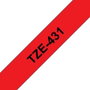 Brother TZe-431 Ruban d'étiquetage laminé 12 mm x 8 m Rouge/Noir