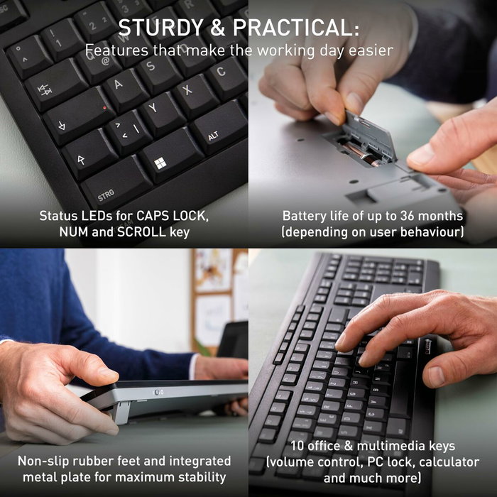 Cherry Stream Desktop Comfort Clavier et Souris sans fil 2,4 GHz Noir AZERTY