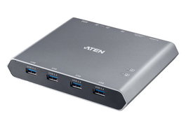 Aten US3311 - Station d'accueil KVM USB-C 2 ports avec affichage 4K@60Hz DisplayPort, switch 2 ordinateurs vers 1 écran, 4 ports USB 3.2, Power Delivery 100W