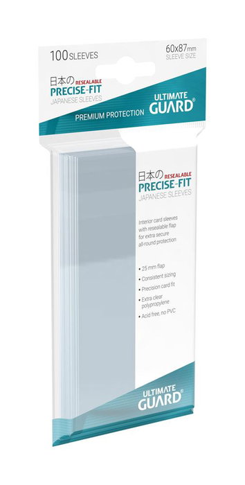 Ultimate Guard Precise-Fit Sleeves Japanese Size (100) - Resealable Ultimate Guard Precise-Fit Sleeves Japanese Size (100) - Resealable