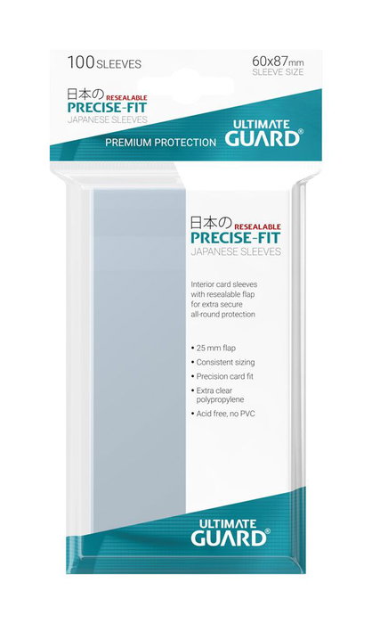 Ultimate Guard Precise-Fit Sleeves Japanese Size (100) - Resealable Ultimate Guard Precise-Fit Sleeves Japanese Size (100) - Resealable