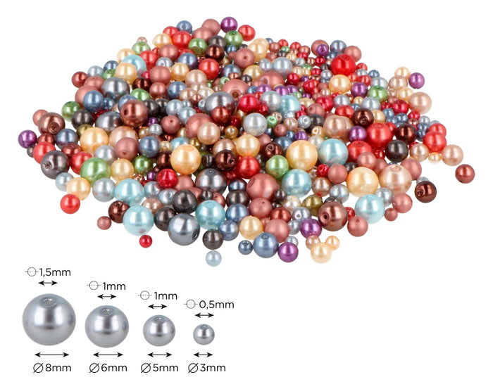 Innspiro Perles en verre laqué mélange 3-5-6-8mm 300g