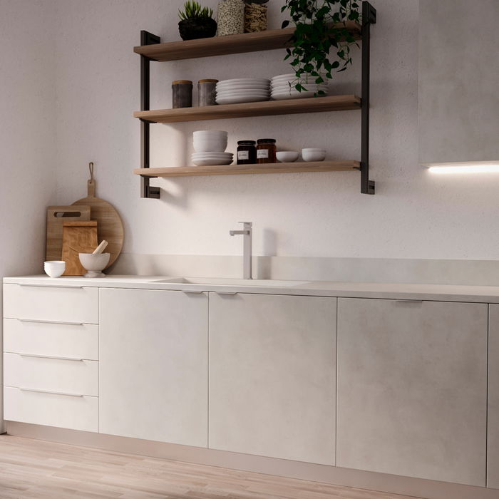 Emuca Lot de 10 poignées pour meubles Picanya, L198mm, entraxe 128mm, Aluminium, Anodisé mat