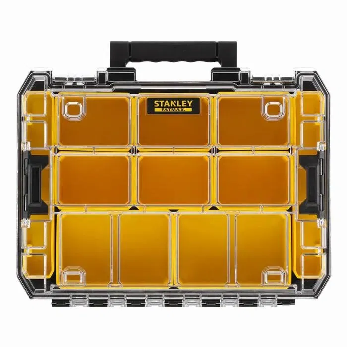 Stanley Fatmax Organiseur à compartiments modulaires PRO-STACK, 10 compartiments amovibles, couvercle transparent, capacité 7.8L, boîte de rangement FMST82967-1