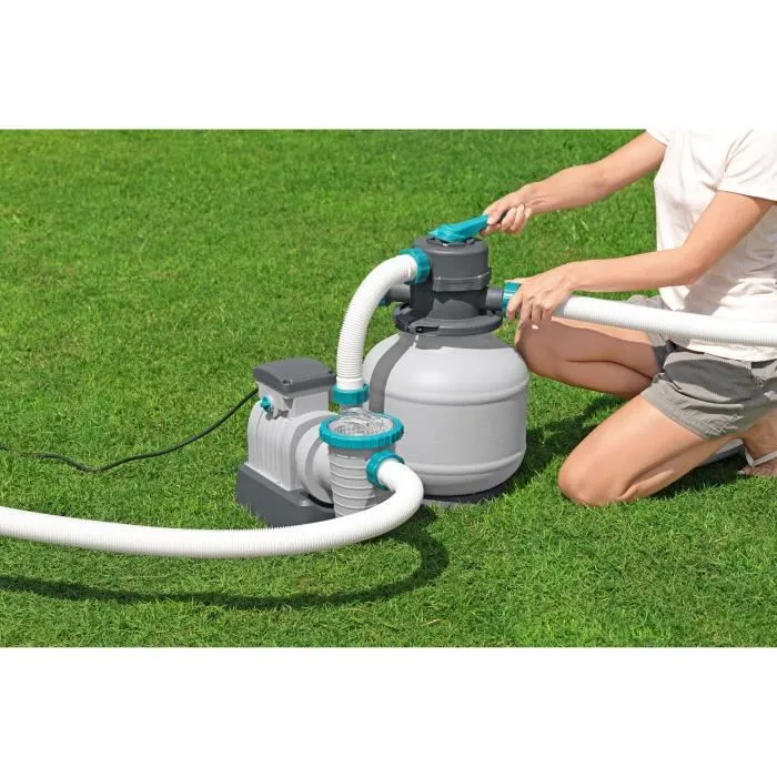 Bestway Pompe de Filtration à Sable pour Piscine Hors Sol, Débit 8 327 L/h, Capacité jusqu'à 54 500 L (54 m3), 6 Fonctions, avec Préfiltre