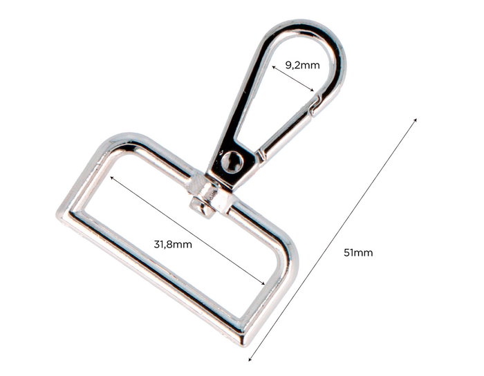 Innspiro Mousqueton à anneau rectangulaire Zamak Nickel 30 mm (Lot de 5)