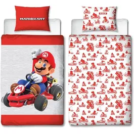 Mario Bros Parure de Lit Réversible Microfibre Sous Licence Mario - Housse de Couette 140 x 200 cm + 1 Taie 63 x 63 cm - Décoration Chambre Enfant
