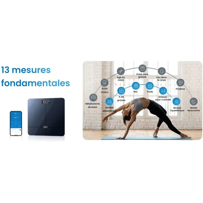 Renpho Elis 2 A016 Pese-personne connecté Bluetooth - Noir