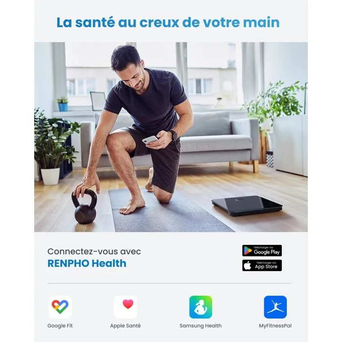 Renpho Elis 2 A016 Pese-personne connecté Bluetooth - Noir