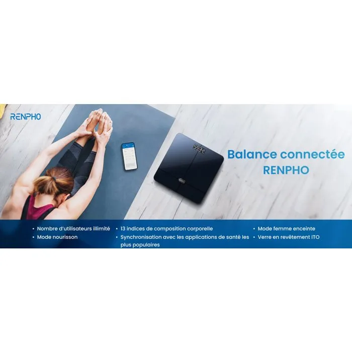 Renpho Elis 2 A016 Pese-personne connecté Bluetooth - Noir
