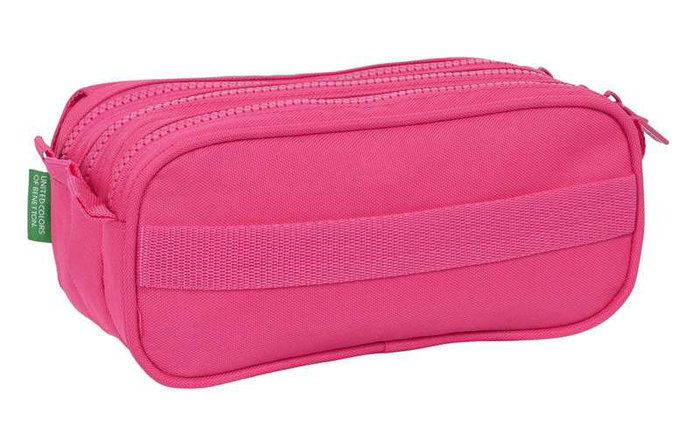 Benetton Triple Big Portatout "Raspberry" - Porte-Tout Triple 21,5x10x8 cm en Polyester 600D - Rose Fuchsia