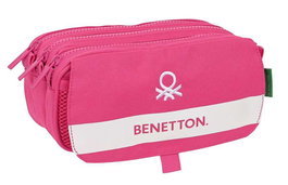 Benetton Triple Big Portatout "Raspberry" - Porte-Tout Triple 21,5x10x8 cm en Polyester 600D - Rose Fuchsia