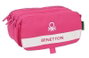 Benetton Triple Big Portatout "Raspberry" - Porte-Tout Triple 21,5x10x8 cm en Polyester 600D - Rose Fuchsia