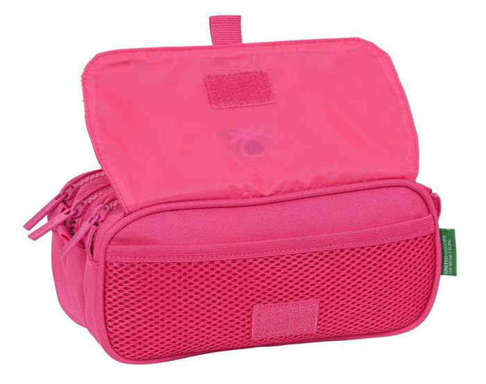 Benetton Triple Big Portatout "Raspberry" - Porte-Tout Triple 21,5x10x8 cm en Polyester 600D - Rose Fuchsia