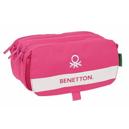 Trousse Fourre-Tout Triple Benetton Raspberry 21,5 x 10 x 8 cm Fuchsia