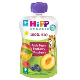 HIPP Puree de pomme pêche et fruits rouges 100g - dès 4 mois - BIO