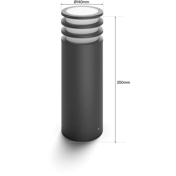 Philips Hue Lampe sur pied Lucca Anthracite 1xA60 WCA IP44 Connectée Alexa Zigbee