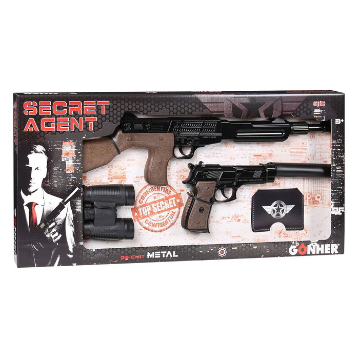 Gonher Agente Secreto - Set Secret avec Mitraillette et Pistolet en Métal 8 Coups, Silencieux, Jumelles et Passeport - Jouet +3 Ans Gonher Agente Secreto - Set Secret avec Mitraillette et Pistolet en Métal 8 Coups, Silencieux, Jumelles et Passeport - Jouet +3 Ans