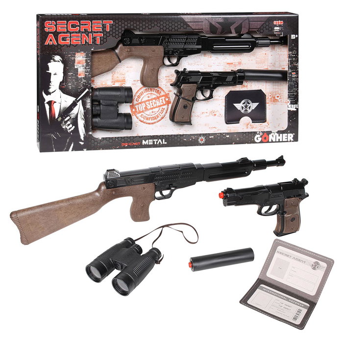 Gonher Agente Secreto - Set Secret avec Mitraillette et Pistolet en Métal 8 Coups, Silencieux, Jumelles et Passeport - Jouet +3 Ans Gonher Agente Secreto - Set Secret avec Mitraillette et Pistolet en Métal 8 Coups, Silencieux, Jumelles et Passeport - Jouet +3 Ans