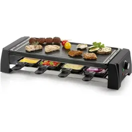 Domo DO9189G Appareil à Raclette pour 8 Personnes avec 8 Poêlons, Thermostat Réglable, Revêtement Anti-Adhésif - Noir
