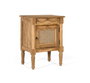 GINER Y COLOMER - Meuble de chevet ou table d'appoint en teck massif - Style rustique/provençal avec tiroir décoratif et porte en canne tressée - Finition naturelle - 50x35x65 cm