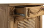 GINER Y COLOMER - Meuble de chevet ou table d'appoint en teck massif - Style rustique/provençal avec tiroir décoratif et porte en canne tressée - Finition naturelle - 50x35x65 cm