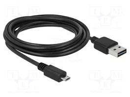 DELOCK Câble USB 2.0 avec connecteurs USB A doubleface et USB B micro, 3m