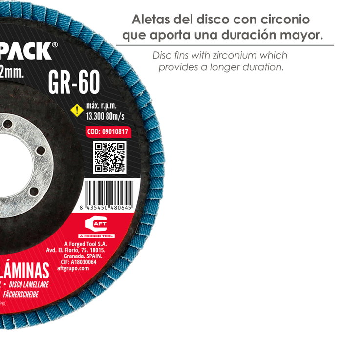 WOLFPACK LINEA PROFESIONAL Disco de lames en zirconio 115x22 mm Grain 60