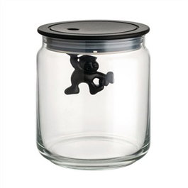 Alessi AMDR04 B Bocal Hermétique en Verre Noir 70cl Gianni par Mattia Di Rosa