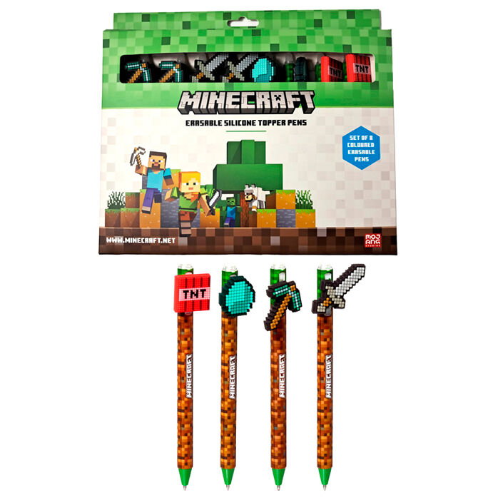 PUCKATOR Blister de 8 stylos effaçables couleurs Minecraft PUCKATOR Blister de 8 stylos effaçables couleurs Minecraft