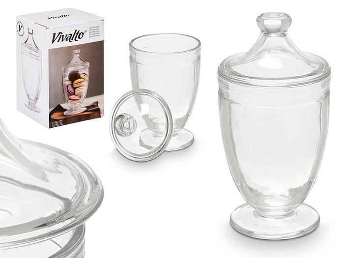 Vivalto Bombonera en verre avec couvercle 12 x 24 x 12 cm transparent 1,15 L (Set de 12) Vivalto Bombonera en verre avec couvercle 12 x 24 x 12 cm transparent 1,15 L (Set de 12)