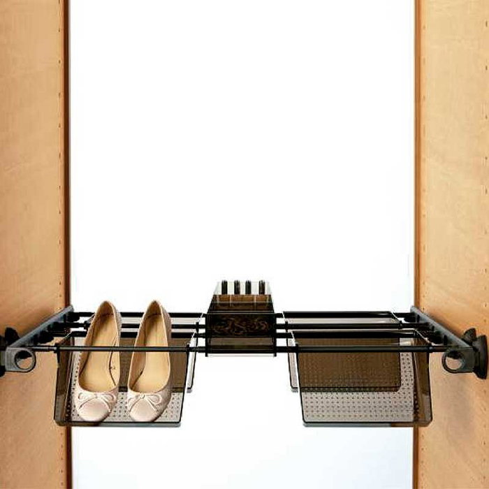 SERVETTO Pantalonero/Bandejero avec barres extensibles (620mm à 1000mm), charge max 10 kg, couleur blanc nickel SERVETTO Pantalonero/Bandejero avec barres extensibles (620mm à 1000mm), charge max 10 kg, couleur blanc nickel