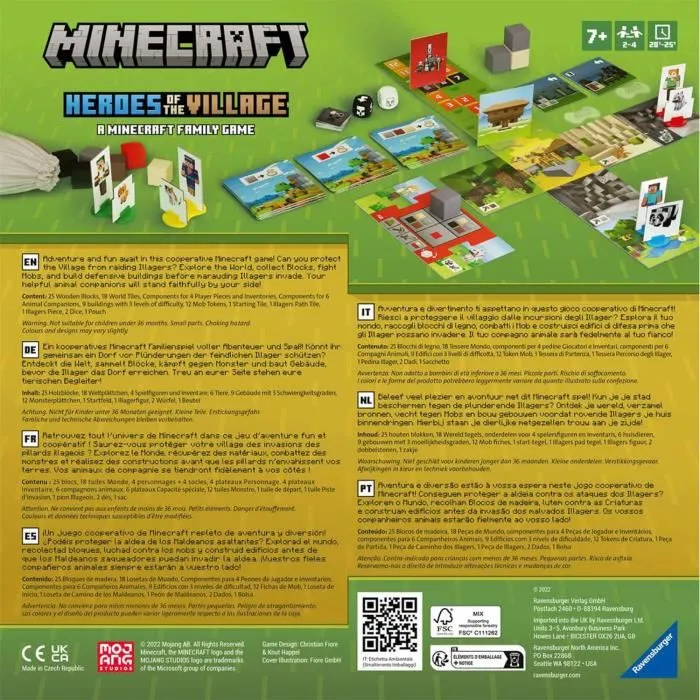 Ravensburger - Minecraft Heroes of the Village - Jeu de société d'aventure coopératif - À partir de 7 ans - 2 à 4 joueurs