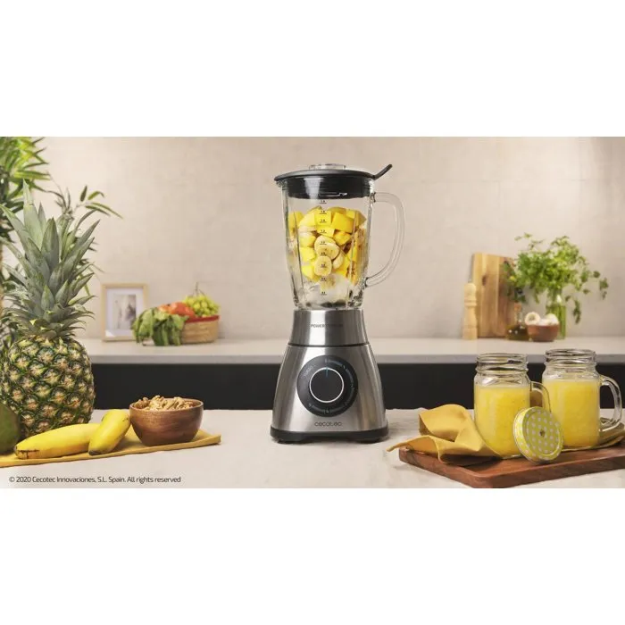 CECOTEC Power Black Titanium PerfectiMix - Mixeur Blender 2000 W - Bol en Verre 1,8 L Résistant - Lames en Titane Noir - Inclus Filtre à Jus