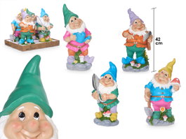 IBERGARDEN Lot de 4 Figurines Nains de Jardin Assortis