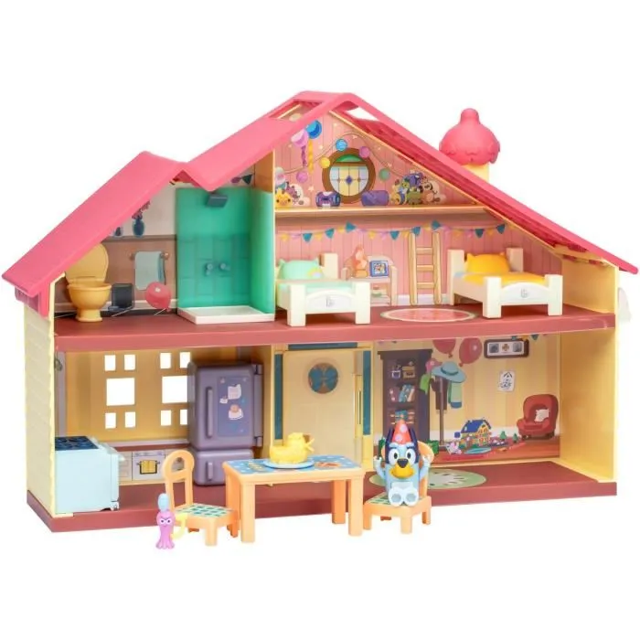 Bluey - Maison Anniversaire à Décorer - Set de Jeu avec Figurine Bluey exclusive, 13 Accessoires et Autocollants - Jouet Enfant dès 3 ans