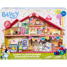 Bluey - Maison Anniversaire à Décorer - Set de Jeu avec Figurine Bluey exclusive, 13 Accessoires et Autocollants - Jouet Enfant dès 3 ans
