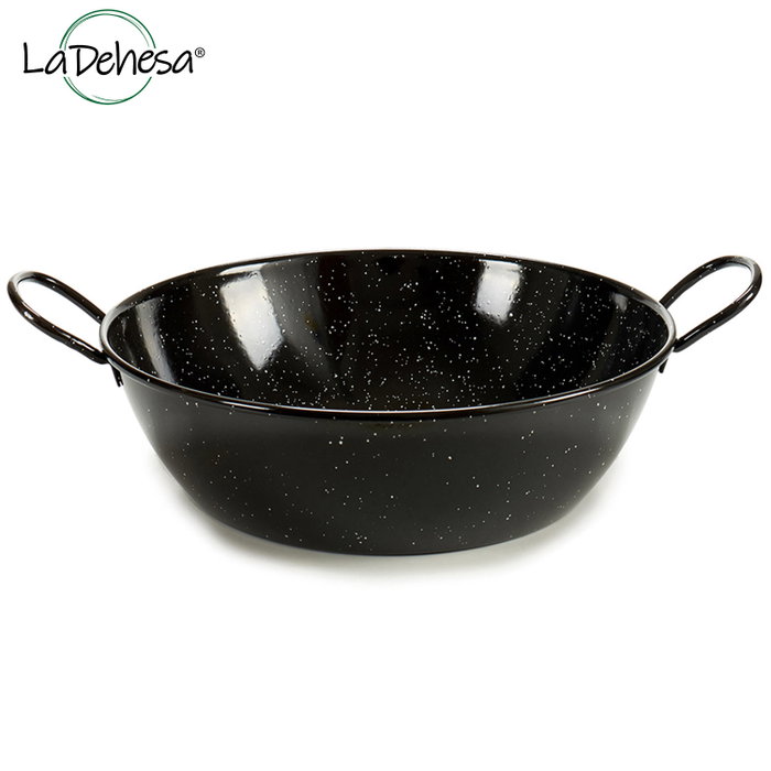 La Dehesa Poêle Profonde Émaillée avec 2 Anses 40 cm Acier Émaillé Noir (Set de 4)